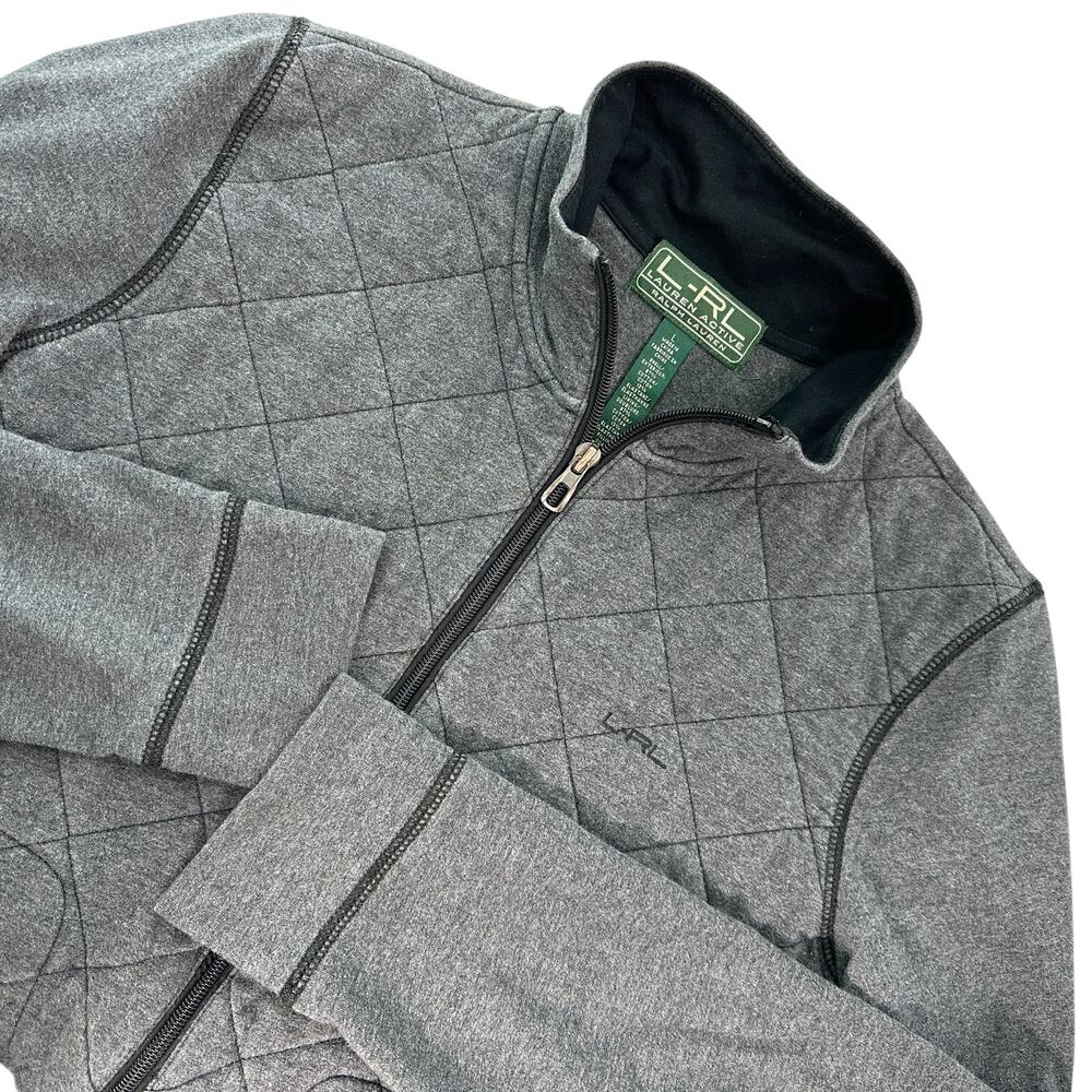 LRL Lauren Active Full Zip Quilted Long Sleeve Jersey Knit Jacket Womens Size L